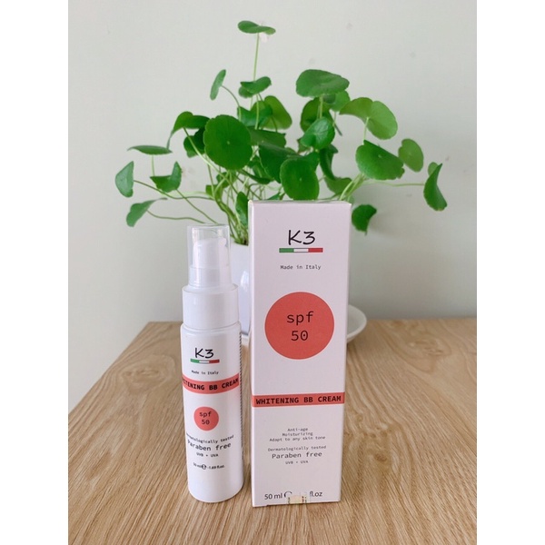KEM NỀN CHỐNG NẮNG K3 WHITENING BB CREAM 50ml-TONE MÀU DA