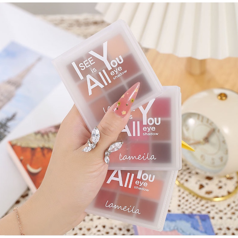Bảng phấn mắt Lameila 9 màu chống thấm nước lâu trôi Wustore học sinh trang điểm nhẹ nhàng hàng ngày