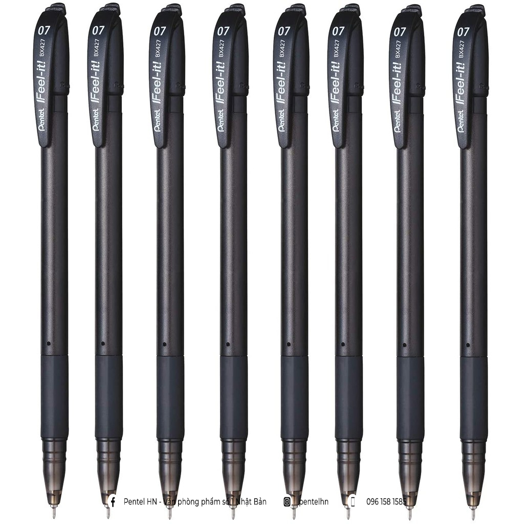 Bút Bi Pentel Nhật Bản Có Nắp Đậy BX427 | Trơn Mượt Không Đọng Mực | Ngòi 0.7mm 3 Màu Xanh/ Đỏ/ Đen | Nét Êm Không Tắc |