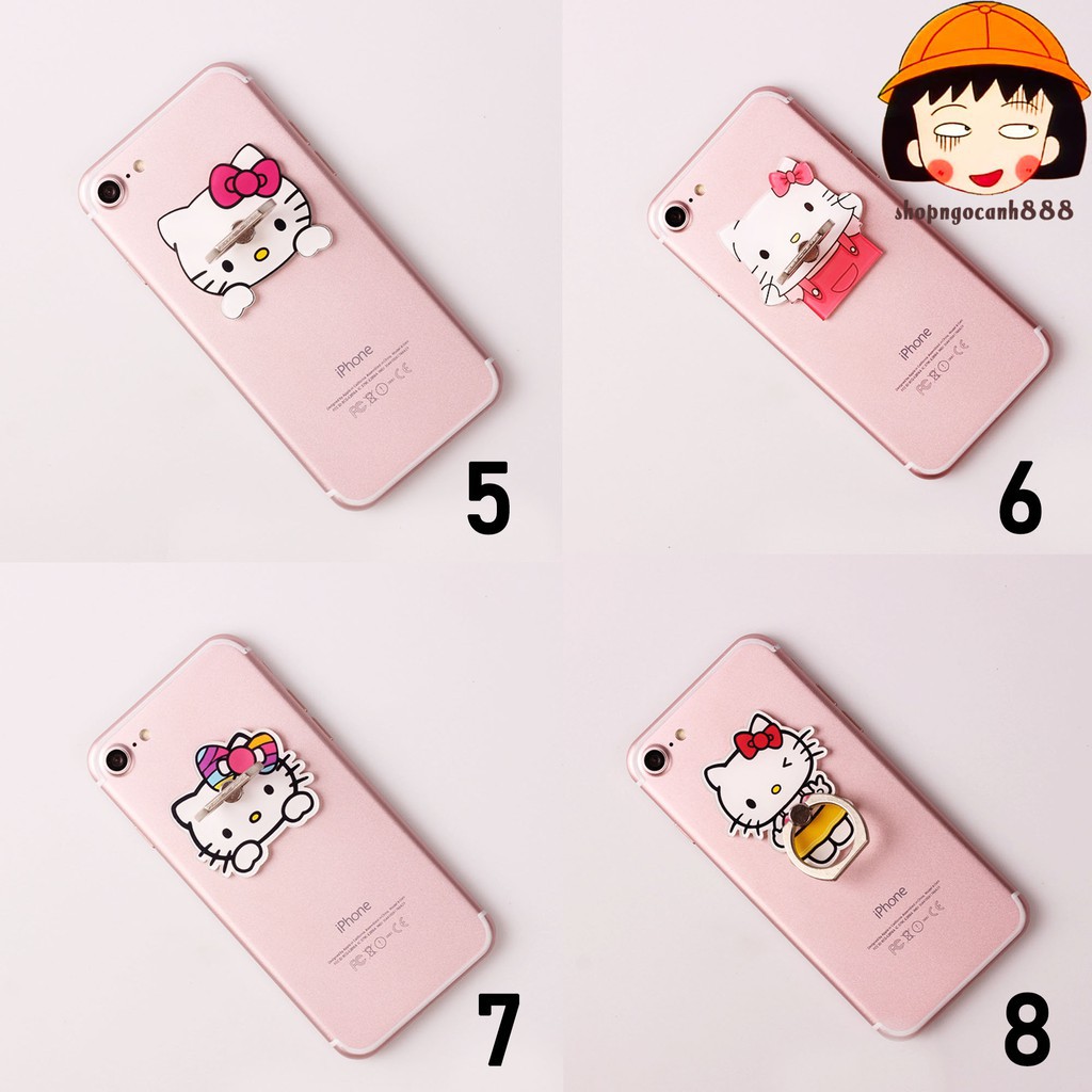 [KÈM HỘP ĐỰNG] Iring Giá Đỡ Điện Thoại Chiếc Nhẫn Hoạt Hình Hello Kitty Xinh Xắn Bám Siêu Chắc !