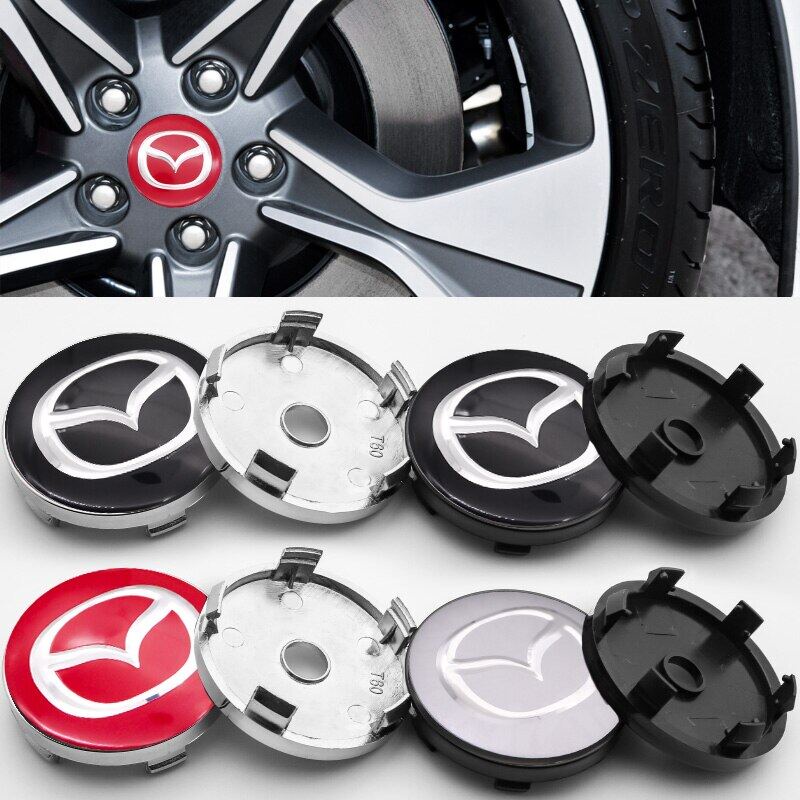 Bộ 4 Nắp Đậy Trục Bánh Xe Hơi Mazda 2 3 6 MX-5 MX-30 CX-3 CX-8 CX-9 60mm