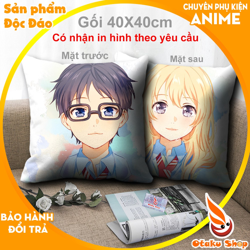 Áo gối, bao gối, gối sofa, gối tựa lưng 40x40 Anime Shigatsu Wa Kimi No Uso - Otaku shop