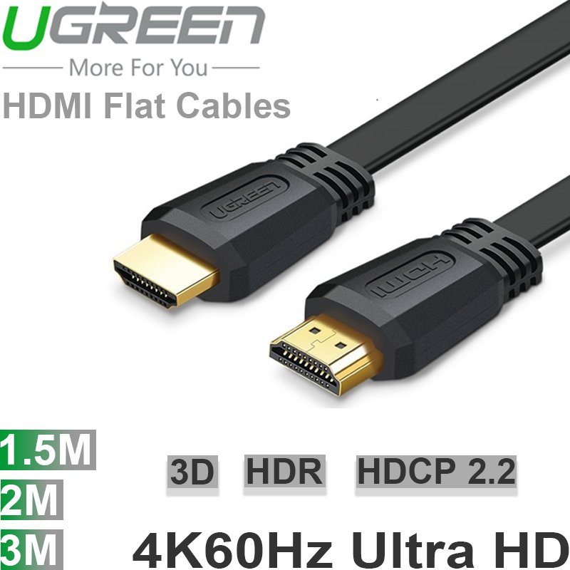 [Mã ELHACE giảm 4% đơn 300K] Cáp HDMI chuẩn 2.0 hỗ trợ 4k*2k,3D dây dẹt UGREEN 50820 50821 50819 70159 ED015 Chính hãng