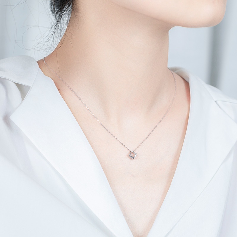Dây chuyền nữ Hàn Quốc bạc ý S925 Hình Thoi Đính Đá - DB1586 Bảo Ngọc Jewelry