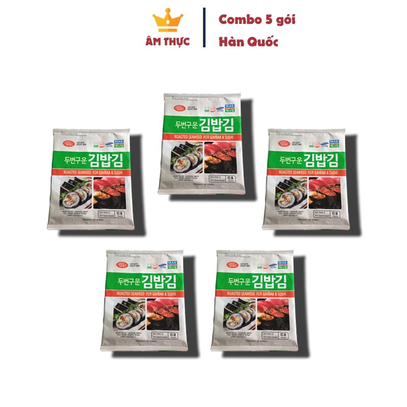 Combo 5 Gói Rong biển Hàn Quốc Loại 1 - làm cơm cuộn gimbab (kimbap) gói 10 lá - Chuẩn Hàn Chuẩn Vị