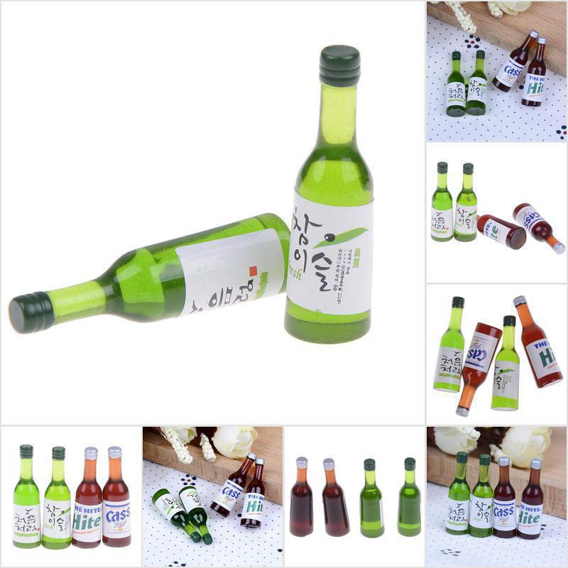 [HoMSI] 4Pcs 1:12 Dollhouse mini wine bottles miniature drinking doll house decor SUU