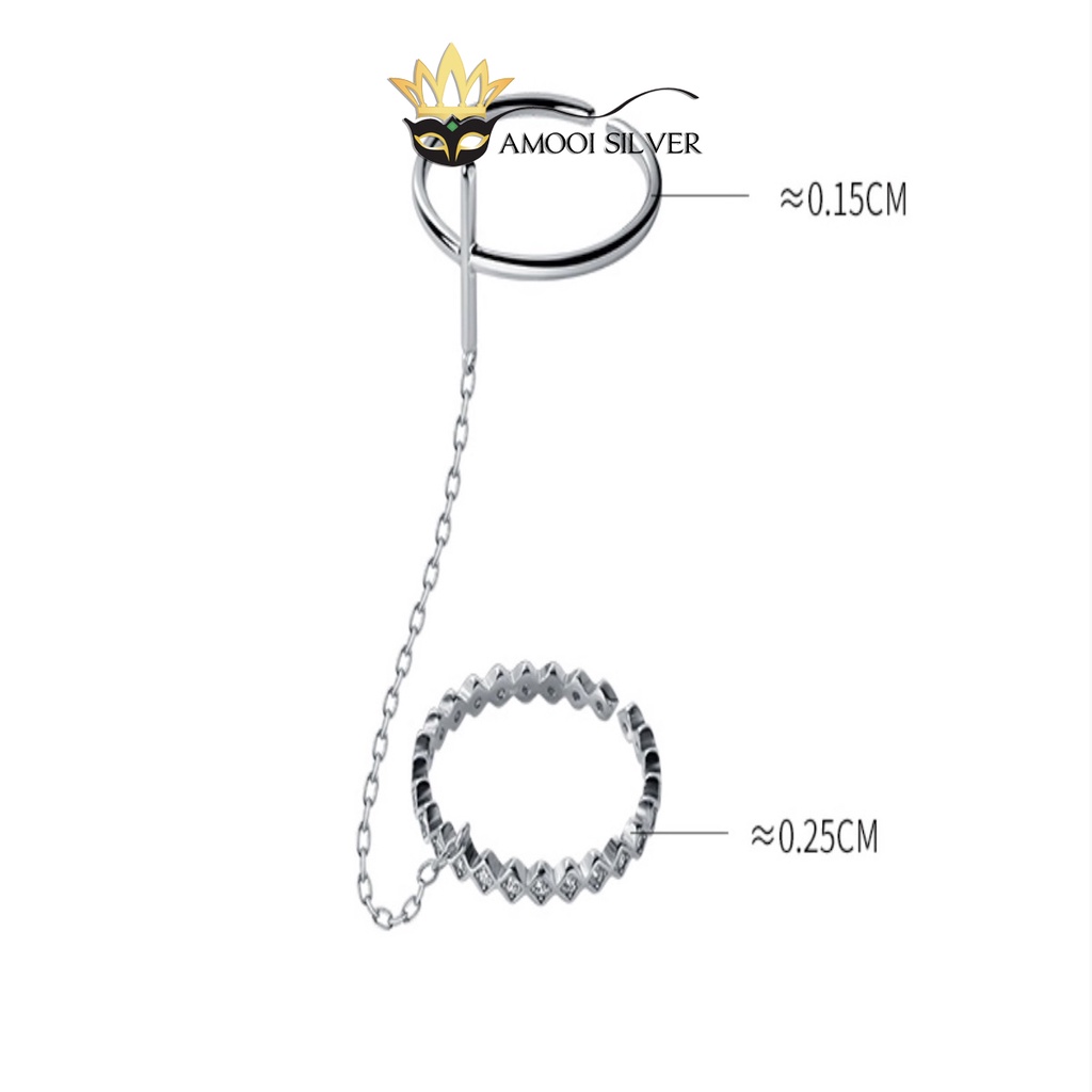 Nhẫn bạc S925 set 2 chiếc dây xích - Amooi Silver AN62