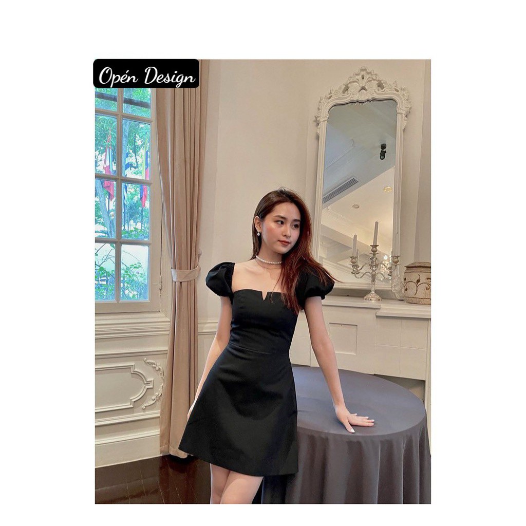 ĐẦM TRỄ VAI TAY BỒNG ĐEN - Hàng nhập khẩu