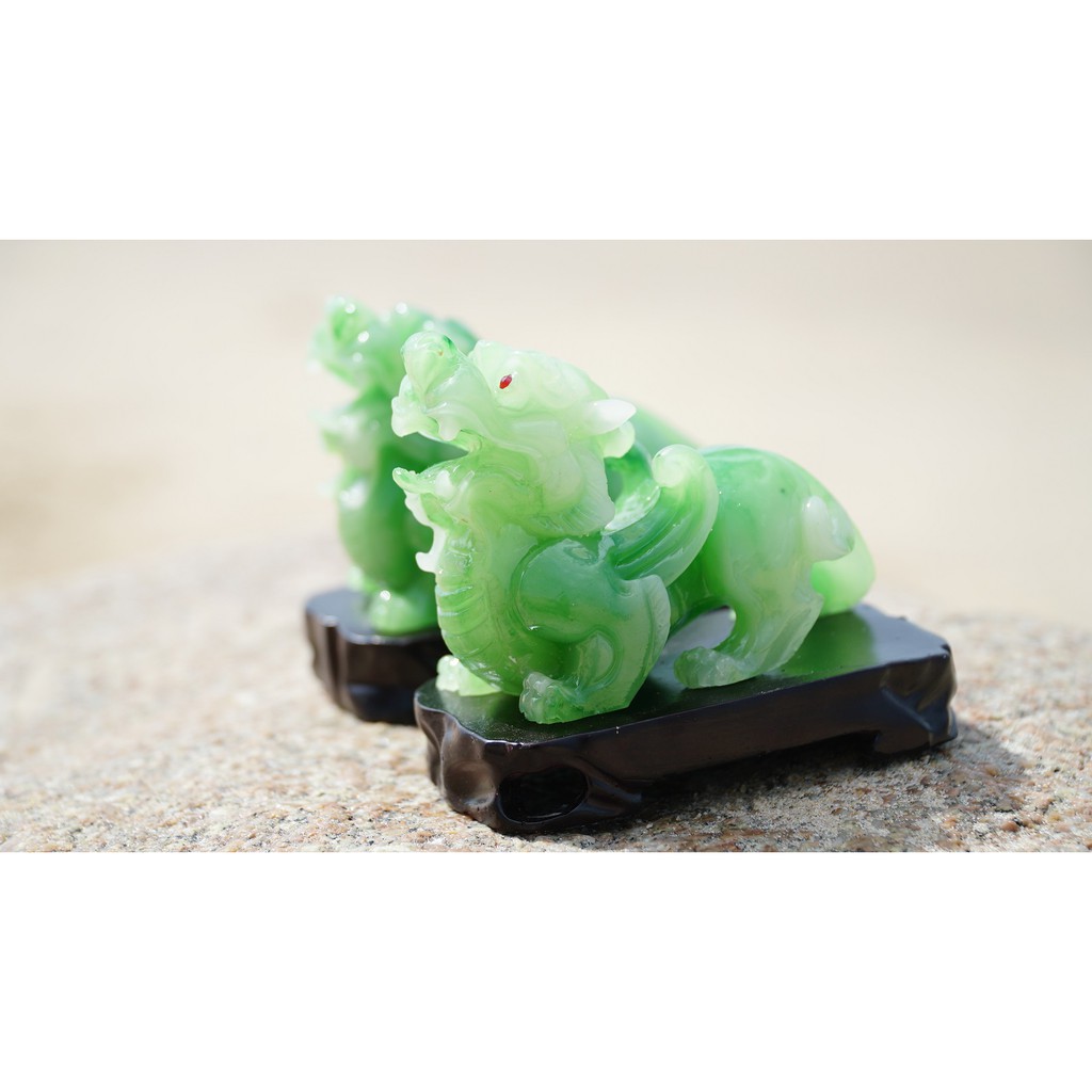 Cặp tượng Tỳ Hưu xanh ngọc phong thủy tài lộc - Cao 10cm | BigBuy360 - bigbuy360.vn