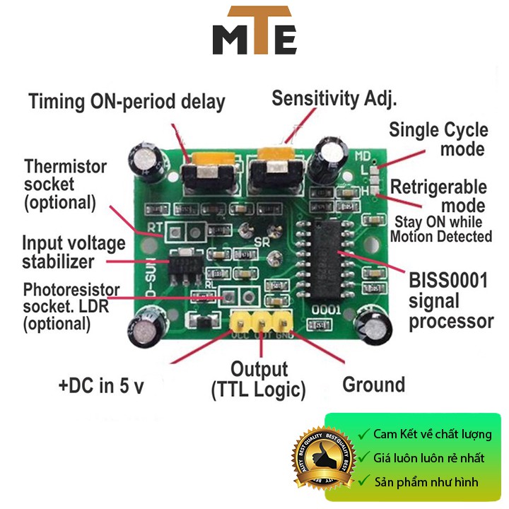 Mạch cảm biến thân nhiệt chuyển động Pir HC SR501 - Module arduino