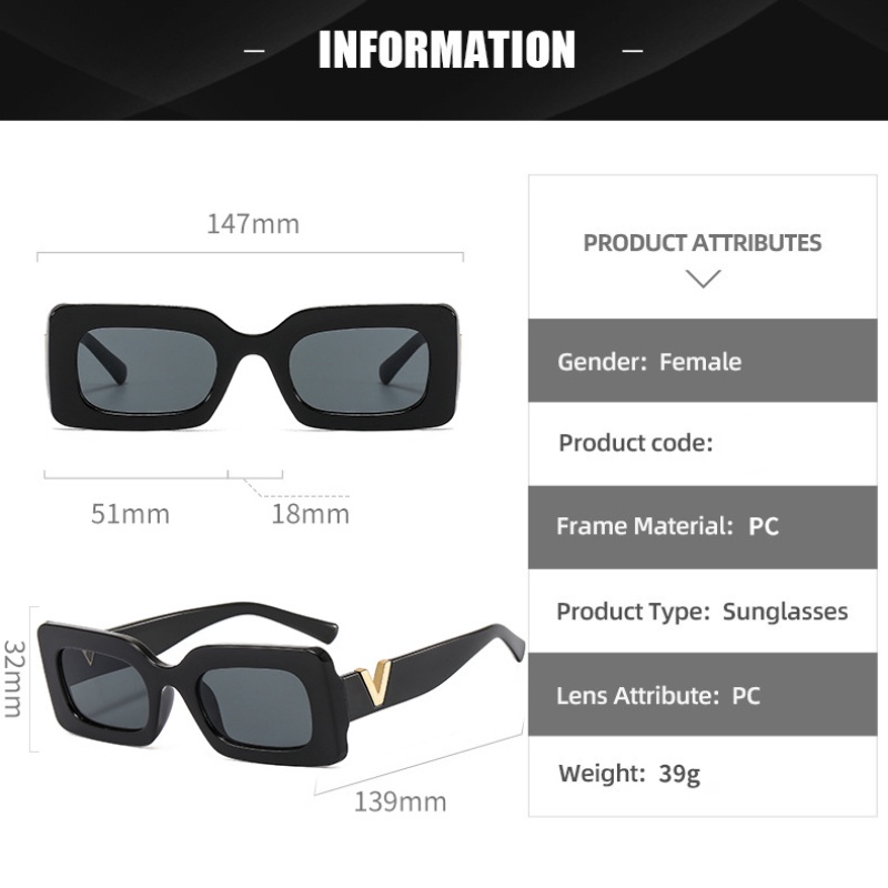 (KIQI-FASHION) COD Kính Chống Nắng UV Gọng Chữ Nhật In Chữ Tiếng Anh Phong Cách Phương Tây Cổ Điển Thời Trang Cho Nữ