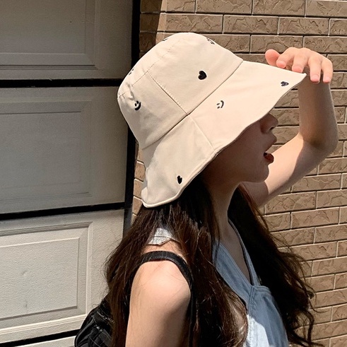 Nón Tai Bèo Thêu Hình Mặt Cười Thời Trang Mùa Hè Hàn Quốc