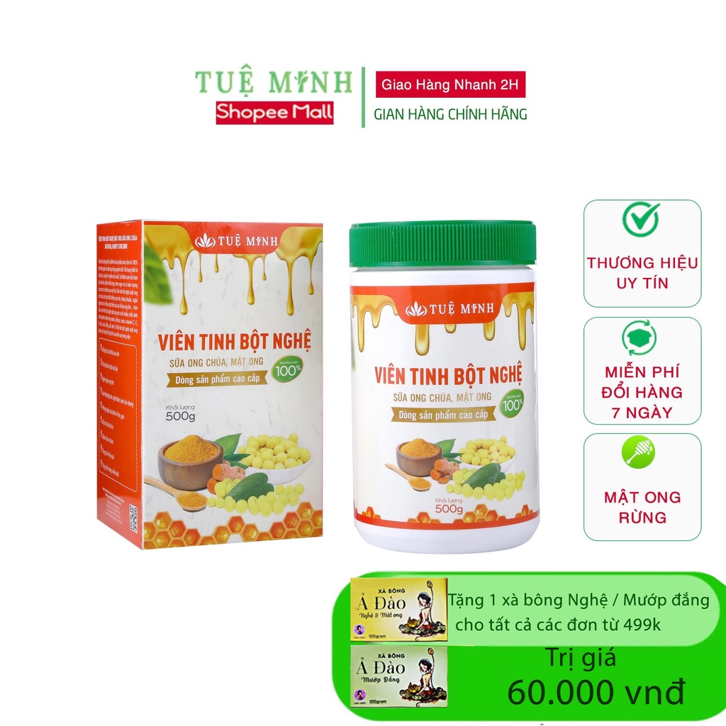 Viên Tinh Bột Nghệ Mật Ong Tuệ Minh 1 hộp 0,5kg