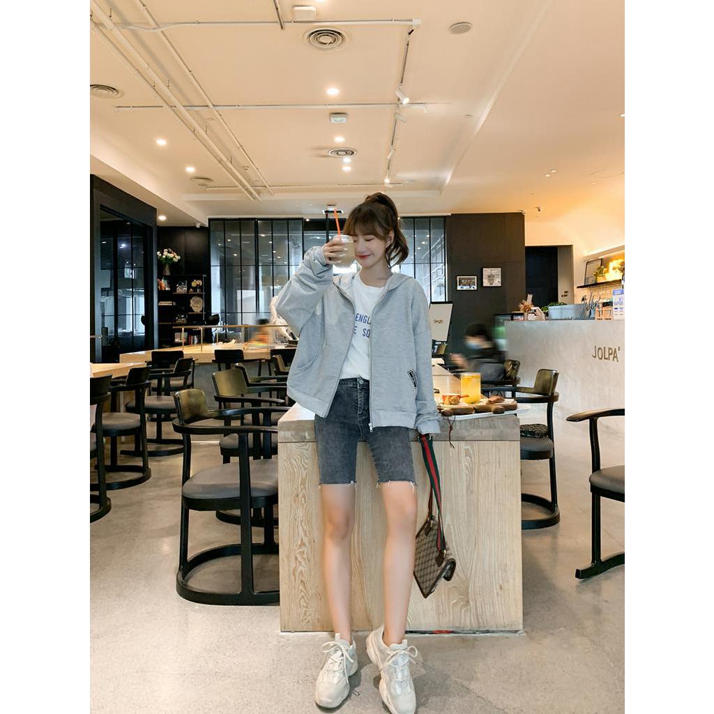 SUXI Áo Khoác Hoodie Phối Khóa Kéo Kiểu Hàn Quốc Thời Trang Thu Đông Cho Học Sinh