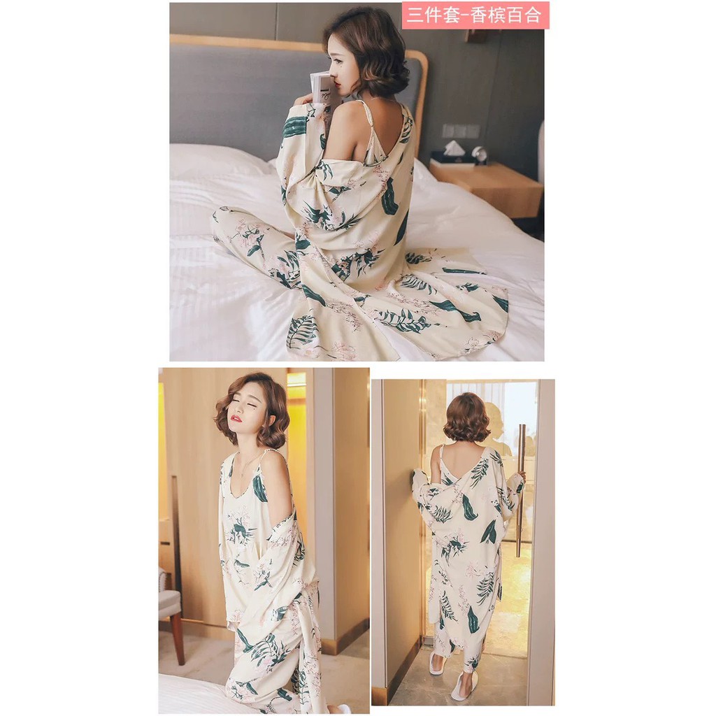 Bộ Mặc Nhà 3 Chi Tiết Vải Linen ( Hàng Xịn Có Size) CT110