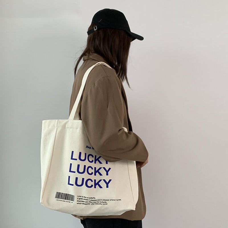High Quality Japanese Style Letters Print Shoulder Bag