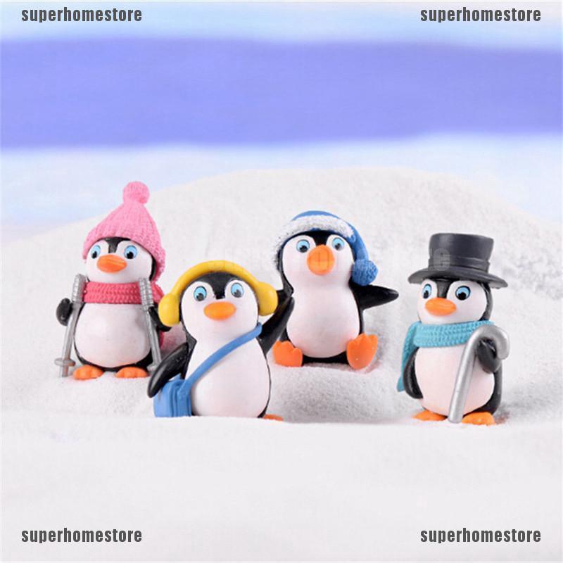 4 mô hình chim cánh cụt trên mùa đông dùng trang trí khu vườn