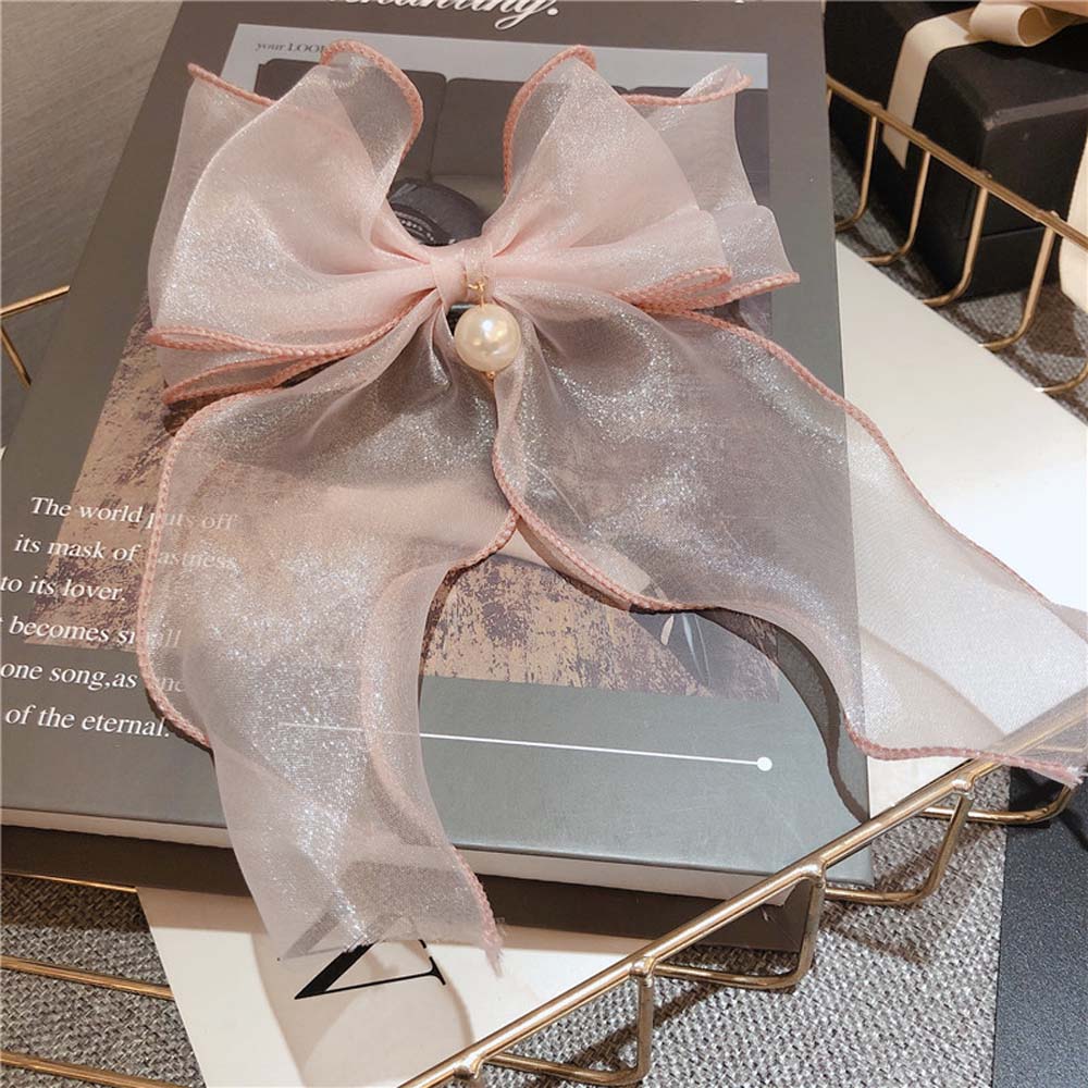 Kẹp Tóc Hình Nơ Đính Ngọc Trai Nữ Tính