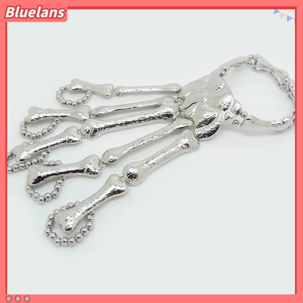 Vòng Đeo Tay Kèm Nhẫn Hình Xương Bàn Tay Phong Cách Gothic Punk 48h