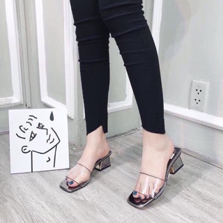 guốc dép quai trong gót mạ ánh kim 5cm Mã GHM