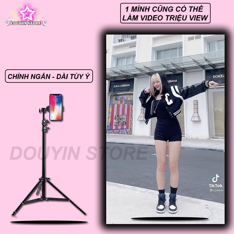 Giá đỡ điện thoại-Tripod quay TikTok chân đèn livestream chân đỡ máy ảnh có remote bluetooth điều khiển chụp ảnh từ xa