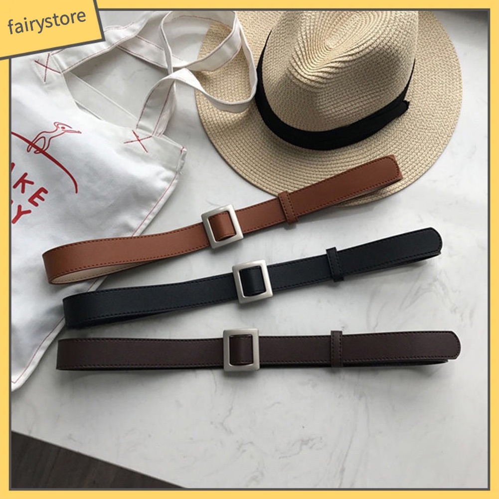 Thắt Lưng Giả Da Phối Khoá Kim Loại Độc Đáo Cho Nữ