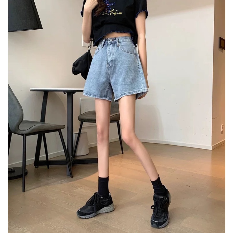 Quần Short Jean Nữ Ngố Lửng Trơn Cạp Cao Trơn Năng Động Thoải Mái Kiểu Hàn Quốc | BigBuy360 - bigbuy360.vn