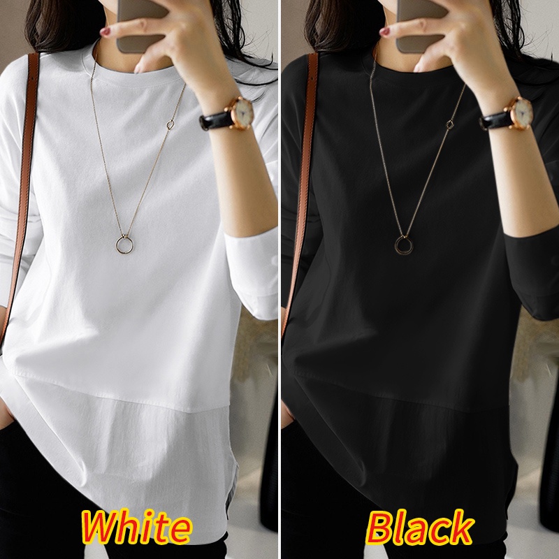 Áo thun ZANZEA tay dài cổ tròn màu trơn phong cách Hàn Quốc năng động cho nữ