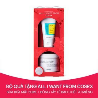 Set Cosrx All I Want From Cosrx Mùa Giáng Sinh (Sữa Rửa Mặt Gel 50ml + Bông Tẩy Tế Bào Da 70 Miếng)