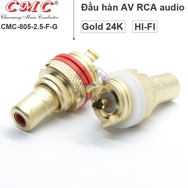 1 chiếc - Đầu hàn rắc cắm cổng âm thanh AV RCA video Coaxial SPIF cổng cái lõi đồng mạ vàng 24K CMC CMC-805-2.5-F-G