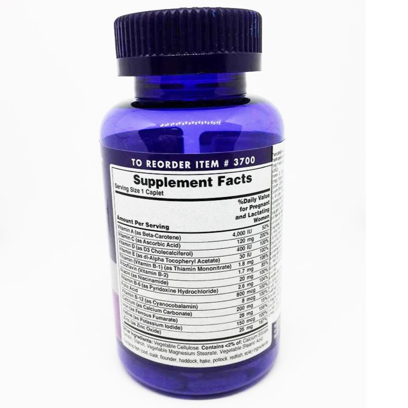 Dinh dưỡng cho bà bầu, cho mẹ cho con bú 1 viên/ngày - Vitamin tổng hợp Prenatal Vitamins của Puritan's Pride 100 viên | Thế Giới Skin Care