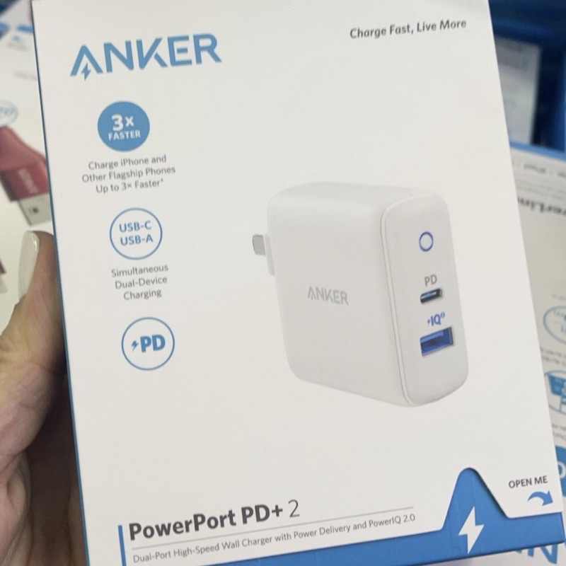 Sạc Anker PowerPort Pd+2 35w , Usb-c PD, PowerIQ2.0 - A2636 (BH 18 Tháng)