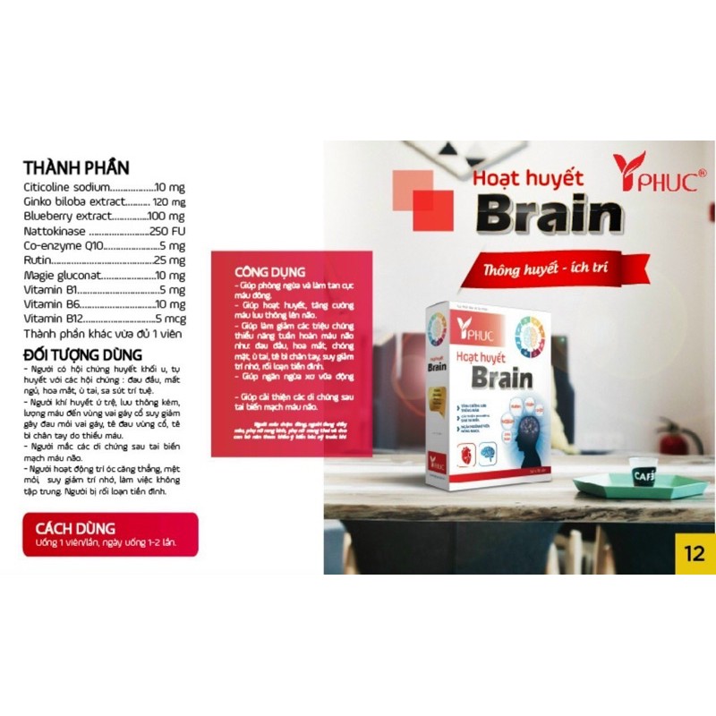 HOẠT HUYẾT BRAIN PS Y Phúc- Đập tan combo "Đau Đầu - Mất ngủ - Mệt mỏi" - Hộp 30 viên