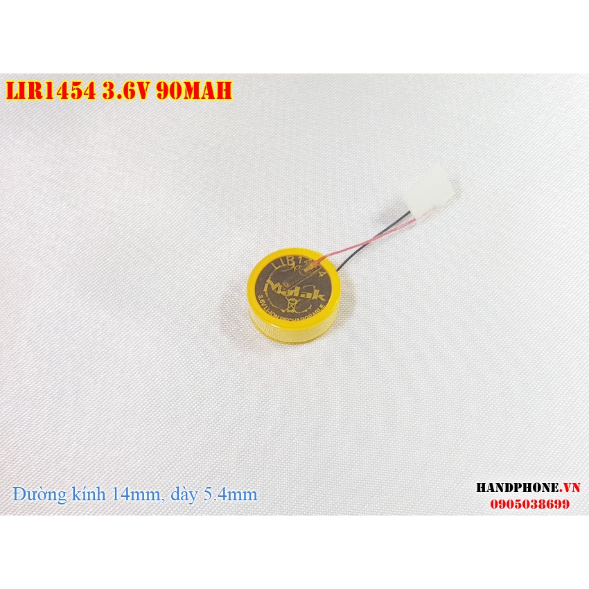 Pin Cúc Nút Li-ion LIR1454 3.7V 90mAh cho Tai Nghe Bluetooth, Máy Trợ Thính, Máy Trợ Giảng có thể sạc lại