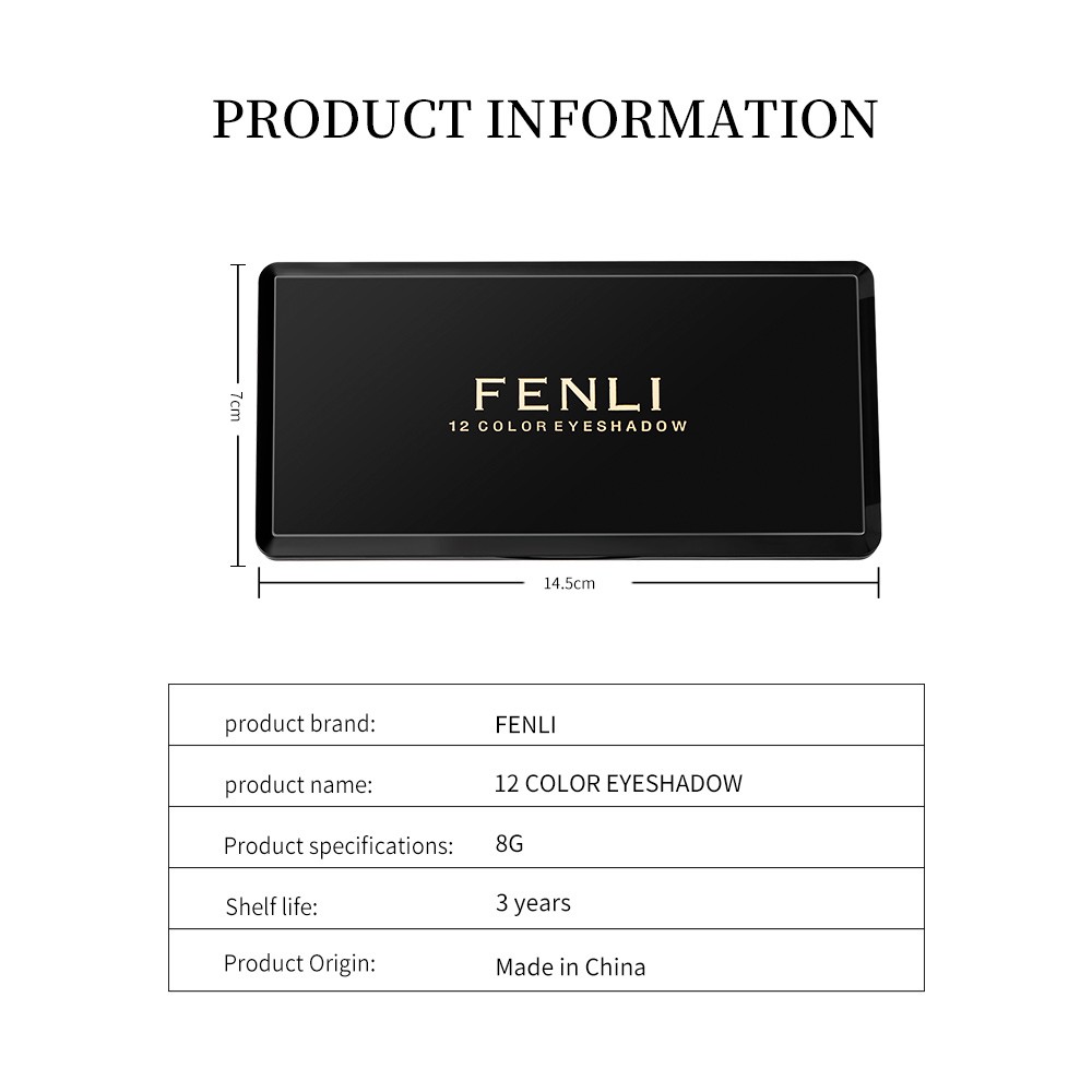 Bảng phấn mắt FENLI E1201 12 màu không thấm nước và mồ hôi lâu trôi xinh xắn 122g | BigBuy360 - bigbuy360.vn