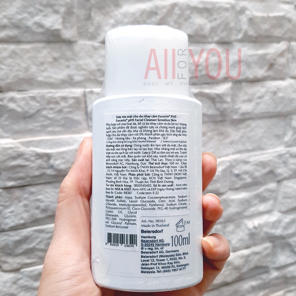 Eucerin pH5 Facial Cleanser Sensitive Skin 100mL & 400mL - Sữa Rửa Mặt Cho Da Nhạy Cảm.