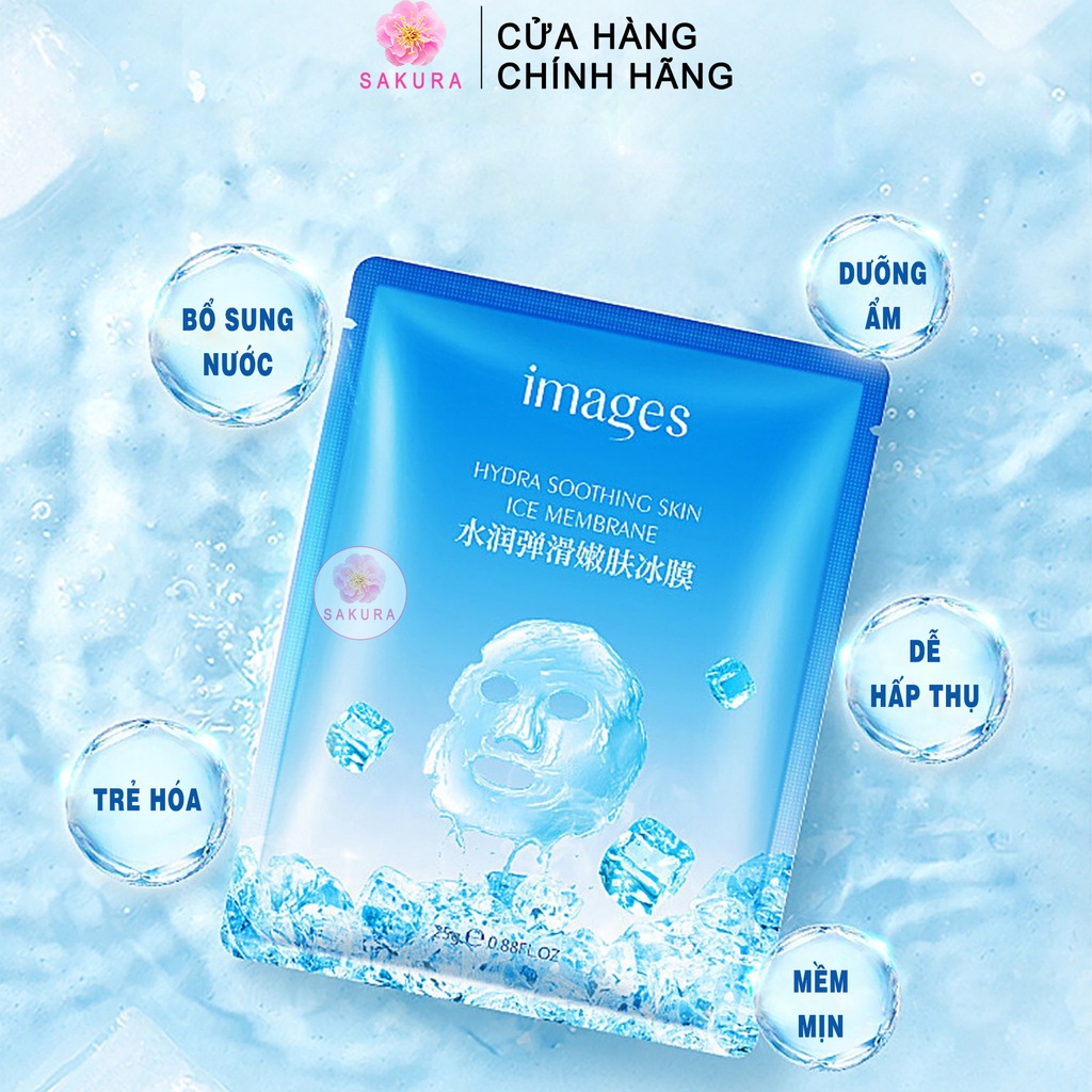 Mặt nạ giấy trắng da IMAGES dưỡng ẩm cấp nước hiệu ứng đá lạnh cấp ẩm và se khít lỗ chân lông nội địa trung SAKURA 25ml