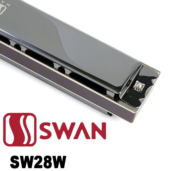 Kèn harmonica Swan Tremolo 28 Lỗ Key C Cao Cấp SW28W (Đen Bóng)