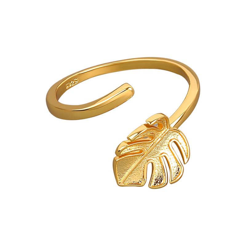 Nhẫn Hình Chiếc Lá Màu Vàng / Bạc Tùy Chỉnh Thời Trang Sáng Tạo Cho Nữ