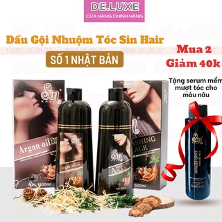 Dầu Gội Phủ Bạc SIN HAIR Nhật Bản - Dầu gội đen tóc nhân sâm Giảm Gàu Chống Rụng Tóc 500ml