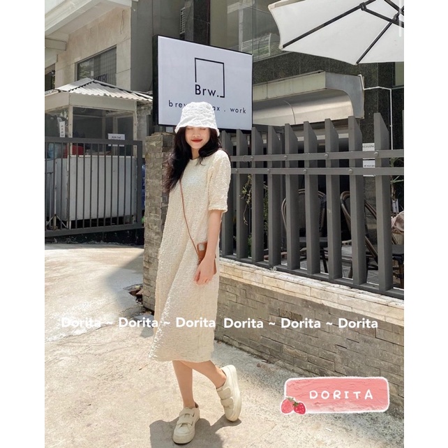 [Ảnh thật/Video] Váy suông cổ tròn đũi xốp Dorita, Đầm suông đũi nhăn Basic Hàn Quốc - Dorita Boutique | BigBuy360 - bigbuy360.vn