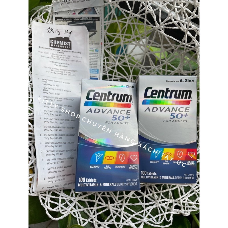 CENTRUM ADVANCE 50+ FOR ADULTS LỌ 100 VIÊN CHÍNH HÃNG