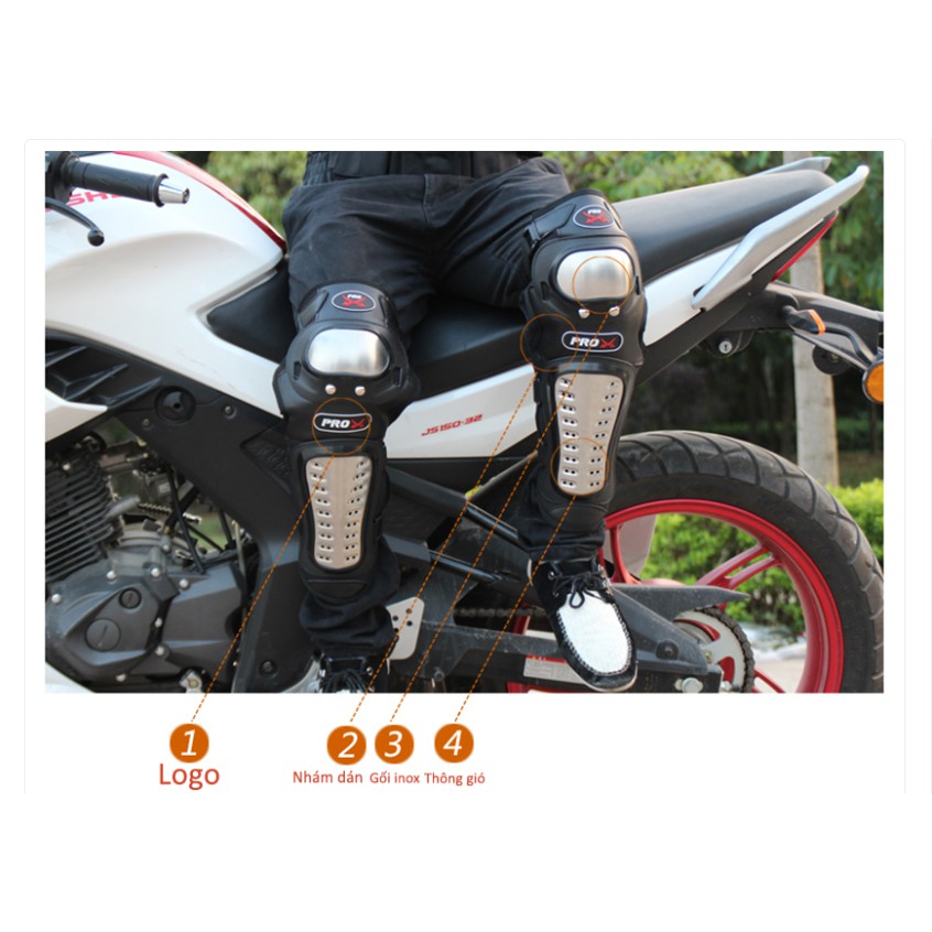 Bán buôn - Giáp INOX bảo vệ chân tay PROX (4 món), GIÁP ĐI PHƯỢT - GIÁP MOTOR THỂ THAO