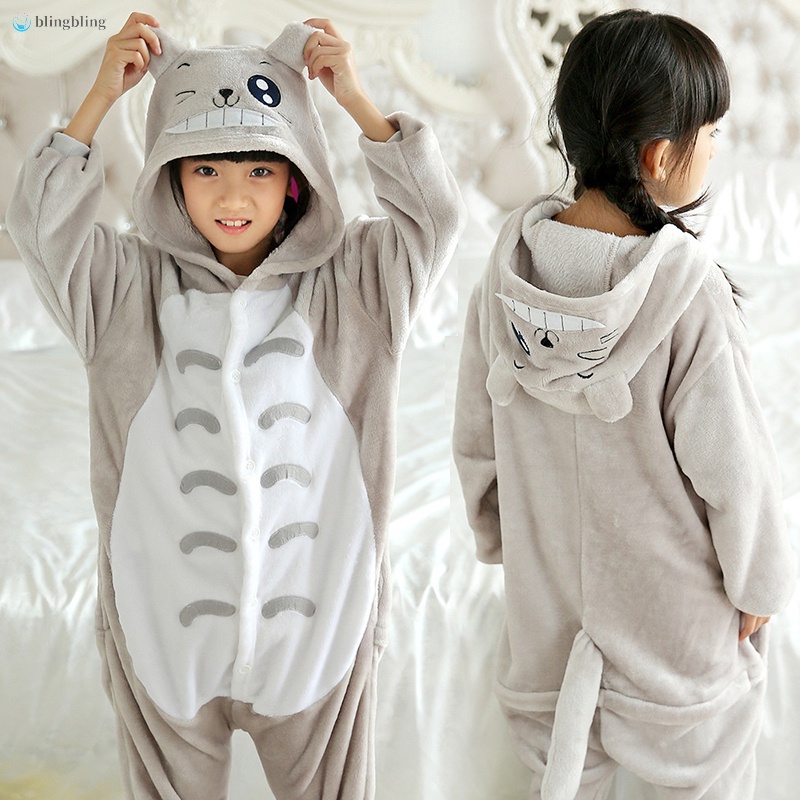 Bộ Đồ Ngủ Tay Dài Có Mũ Trùm In Hình Hoạt Hình Totoro Cho Bé
