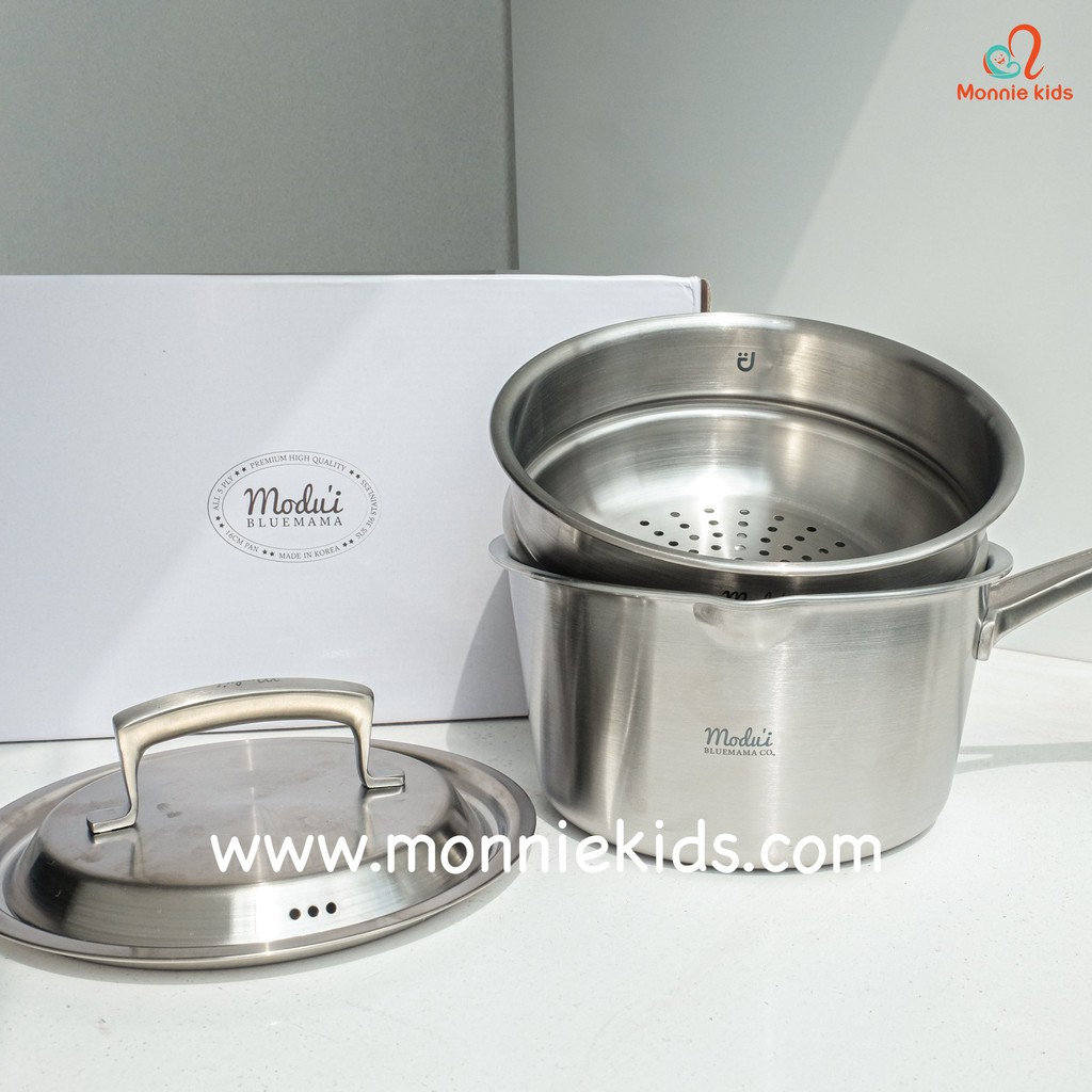 Bộ nồi hấp và quánh bột Modu'i Inox thương hiệu Bluemama