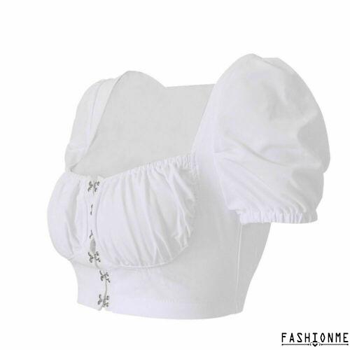 Áo croptop nữ tay ngắn nhún bèo quyến rũ