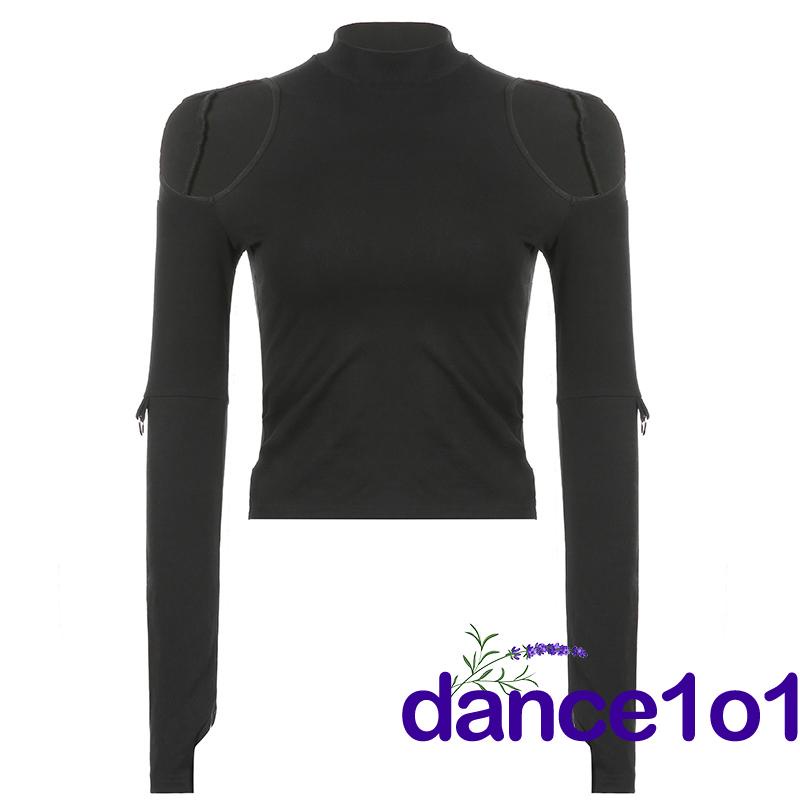 Áo tay dài khoét vai màu sắc nhã nhặn cho nữ