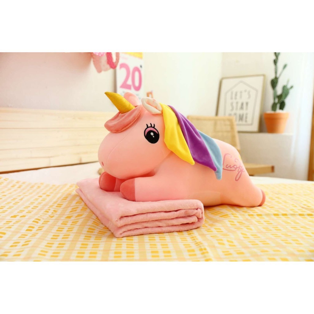 Bộ chăn gối ngủ văn phòng hình ngựa PONY 2in1