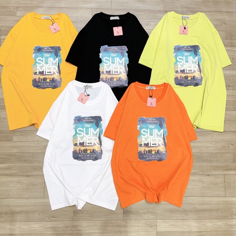 Áo Thun PHÔNG UNISEX in Decal SUMMER - Hình chụp thật  - Số đo ở cuối