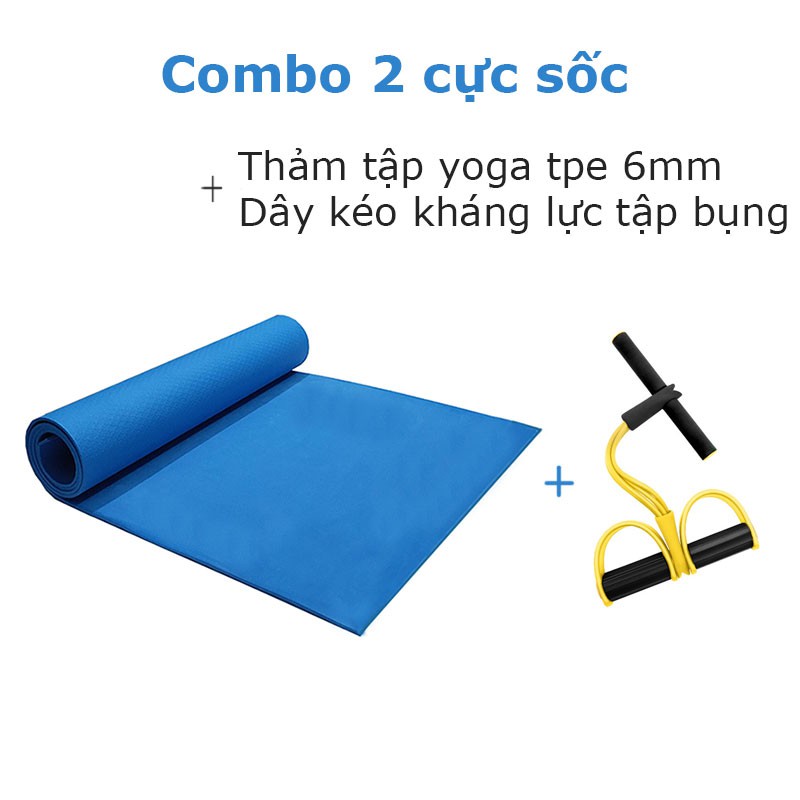 [Combo 2 Cực Sốc] Thảm Yoga Gym Cao Cấp Chống Trượt + Dây Kéo Kháng Lực 4 Dây Cao Su Tập Bụng Eo Hiệu Qủa TM08